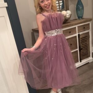 Charming Kids Dress in Mauve with Silver Details